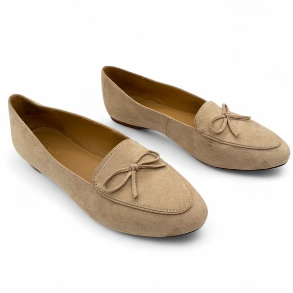 J. Crew Shoes - J.CREW BN853 Bow Loafers Light Khaki Suede Flats Preppy Lagenlook Neutral Tan 8